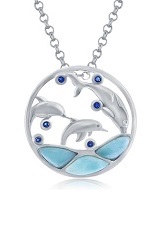 charming dolphin design silver baby necklace